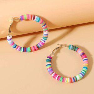 New Colorful Beaded Hoop Earrings